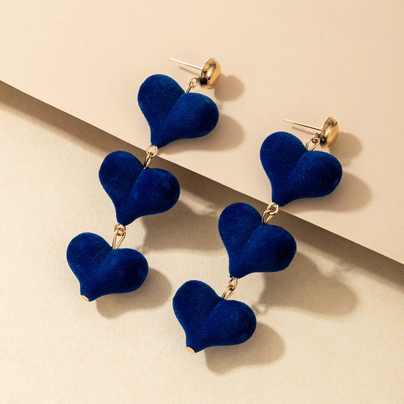 Alloy Heartshaped Handmade Velvet Pendant Women's Earrings