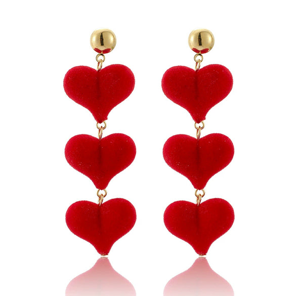 Alloy Heartshaped Handmade Velvet Pendant Women's Earrings