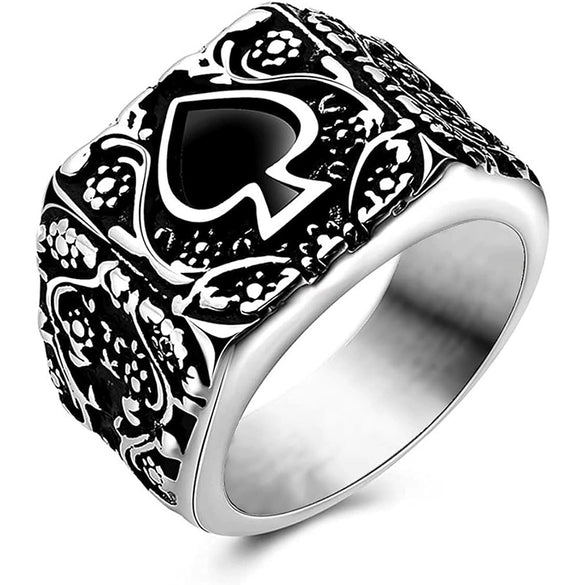 Alloy Hip Hop Creative Modeling Ring With Heart Of Spades Flower Leaves Pattern And Dripping Oil Design Unisex