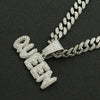 Alloy Hip Hop Diamond Letter Pendant Cuban Chain Necklace For Men