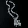 Alloy Hip Hop Exaggerated Diamond Letter Pendant Cuban Chain Necklace For Men