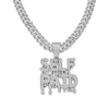 Alloy Hip Hop Exaggerated Diamond Letter Pendant Cuban Chain Necklace For Men