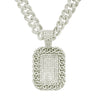 Alloy Hip Hop Exaggerated Geometric Diamond Military Pendant Cuban Chain Necklace For Men