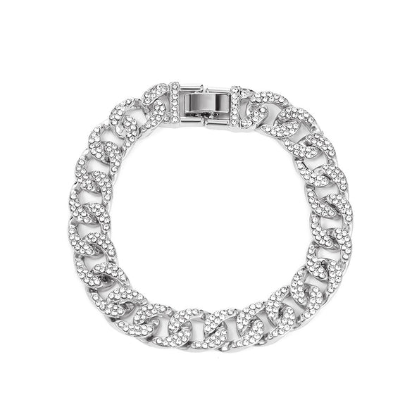 Alloy Hip Hop Geometric Diamond Cuban Bracelet Unisex Jewelry