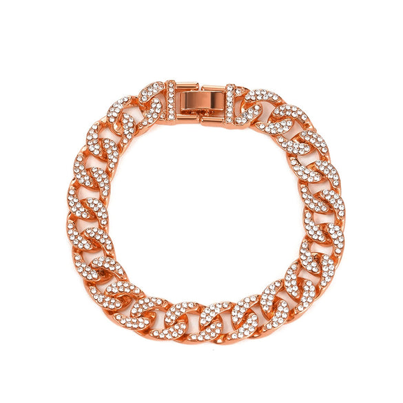 Alloy Hip Hop Geometric Diamond Cuban Bracelet Unisex Jewelry