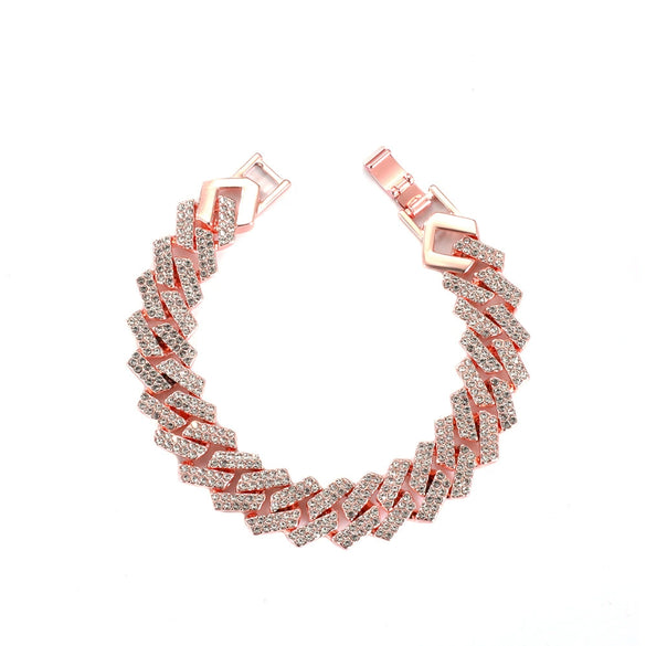 Alloy Hip Hop Geometric Diamond Cuban Bracelet Unisex Jewelry