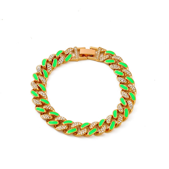Alloy Hip Hop Geometric Diamond Cuban Bracelet Unisex Jewelry