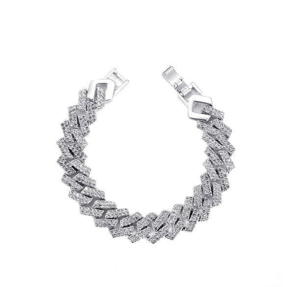 Alloy Hip Hop Geometric Diamond Cuban Bracelet Unisex Jewelry