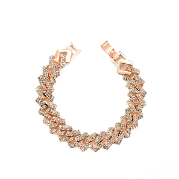 Alloy Hip Hop Geometric Diamond Cuban Bracelet Unisex Jewelry
