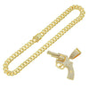 Alloy Hip Hop Geometric Diamond Gun Pendant Cuban Chain Necklace For Hipster Street Dance Motorcycle Wear Accessories
