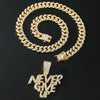 Alloy Hip Hop Letter Rhinestone Diamond Cuban Chain Pendant Necklace