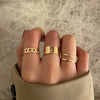 Alloy Hip Hop Retro Style Geometric C Ring 3Piece Set With Electroplating