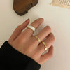 Alloy Hip Hop Retro Style Geometric C Ring 3Piece Set With Electroplating