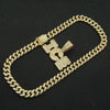 Alloy Hip Hop Spliced Square Diamond Letter Pendant Cuban Chain Necklace