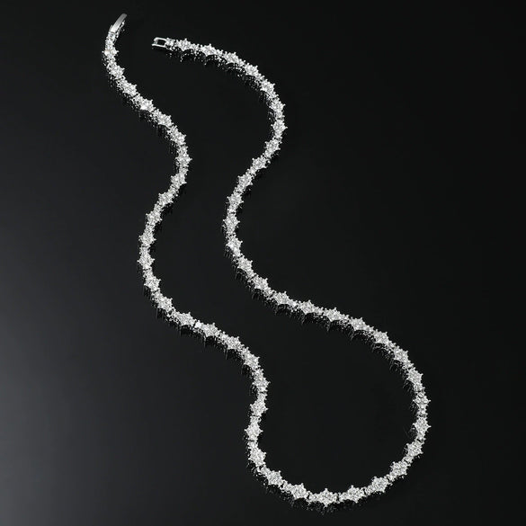 Alloy Hip Hop Style Flowershaped Geometric Tennis Chain Diamond Necklace Jewelry