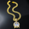 Alloy Hip Hop Style Men's Pendant Jewelry With Geometric Rhinestone Emoji Expression Pendant And Cuban Chain Set With Diamond