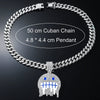Alloy Hip Hop Style Men's Pendant Jewelry With Geometric Rhinestone Emoji Expression Pendant And Cuban Chain Set With Diamond