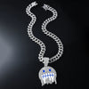 Alloy Hip Hop Style Men's Pendant Jewelry With Geometric Rhinestone Emoji Expression Pendant And Cuban Chain Set With Diamond