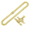 Alloy Hiphop Diamond Letter Pendant Necklace With Cuban Chain For Men