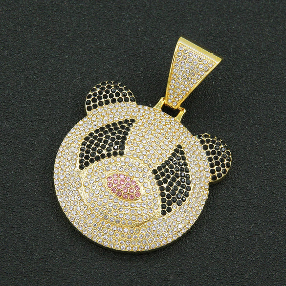 Alloy Hiphop Exaggerated Threedimensional Diamond Panda Pendant Cuban Necklace