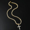 Alloy Hiphop Geometric Cross Pendant Necklace With Inlaid Zircon And Tennis Chain