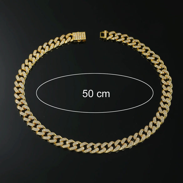 Alloy Hiphop Geometric Diamond Men's Cuban Chain Necklace