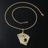 Alloy Hiphop Geometric Diamond Poker Flush Pendant Titanium Steel Necklace