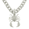 Alloy Hiphop Geometric Diamond Scorpion Pendant Cuban Chain Necklace