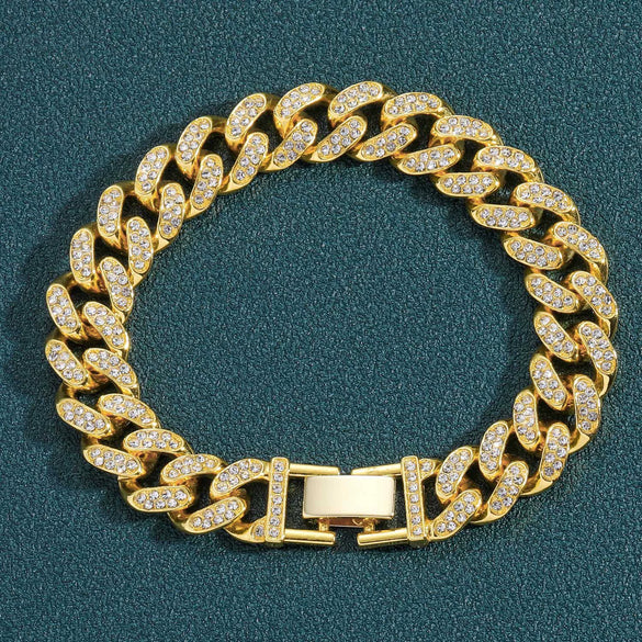 Alloy Hiphop Men's Cuban Chain Diamond Necklace