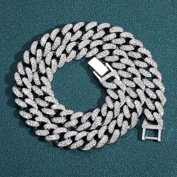 Alloy Hiphop Men's Cuban Chain Diamond Necklace