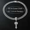 Alloy Hiphop Men's Necklace With Geometric Pattern And Full Diamond Sword Pendant
