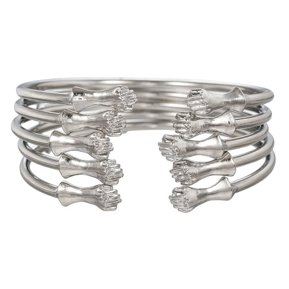 Alloy Hiphop Punk Fist Open Bracelet With Electroplating And Geometric Style