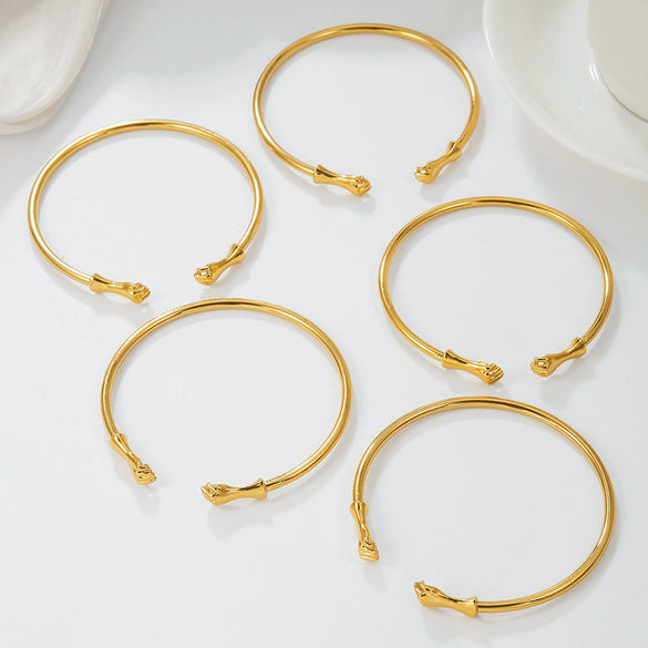 Alloy Hiphop Punk Fist Open Bracelet With Electroplating And Geometric Style