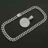 Alloy Hiphop Style Digital Round Pendant Cuban Chain Necklace With Diamond And Letters Numbers Text Design