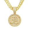 Alloy Hiphop Style Digital Round Pendant Cuban Chain Necklace With Diamond And Letters Numbers Text Design