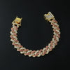 Alloy Hiphop Style Geometric Diamond Cuban Chain Bracelet For Men And Women