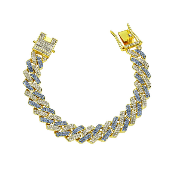 Alloy Hiphop Style Geometric Diamond Cuban Chain Bracelet For Men And Women