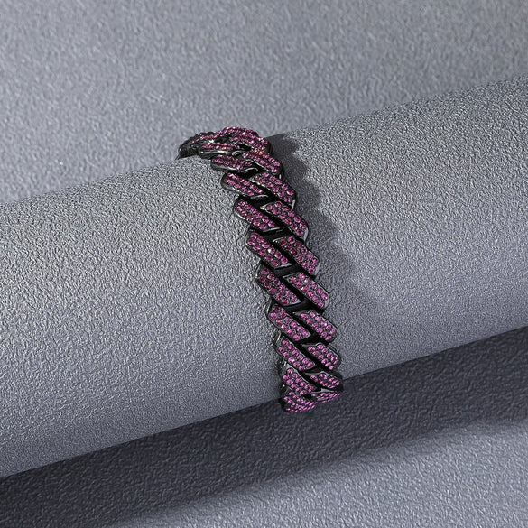 Alloy Hiphop Style Geometric Diamond Cuban Chain Bracelet For Men