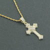 Alloy Hiphop Threedimensional Diamond Cross Pendant Necklace