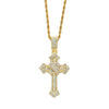 Alloy Hiphop Threedimensional Diamond Cross Pendant Necklace