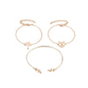 Alloy Hollow Cat And Leaf Threepiece Bracelet For Women With Electroplating