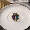 Alloy Hollow Flower Opening Ring For Women With Diamond Design Retro Fashion Style