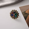 Alloy Hollow Flower Opening Ring For Women With Diamond Design Retro Fashion Style