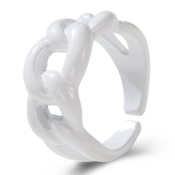 Alloy Hollow Open Ring With Baking Paint And Letters Numbers Text Pattern For Unisex In Retro Style