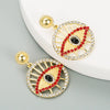 Alloy Hollow Round Turkish Eye Diamond Earrings For Women Retro Fashion Jewelry