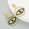 Alloy Hollow Round Turkish Eye Diamond Earrings For Women Retro Fashion Jewelry