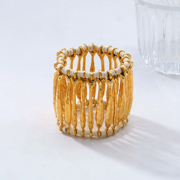 Alloy Hollowout Woven Elastic Ladies Bracelet With Geometric Style And Electroplating