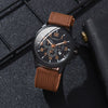 Alloy Imitation Leather Ordinary Glass Mirror Round Dial Men's Leisure Quartz Watch Set