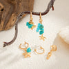 Alloy Imitation Turquoise Star Geometric Pendant Ear Bone Clip Earrings Set With Electroplating