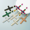 Alloy Inlaid Color Diamond Crossshaped Women's Highend Long Earrings